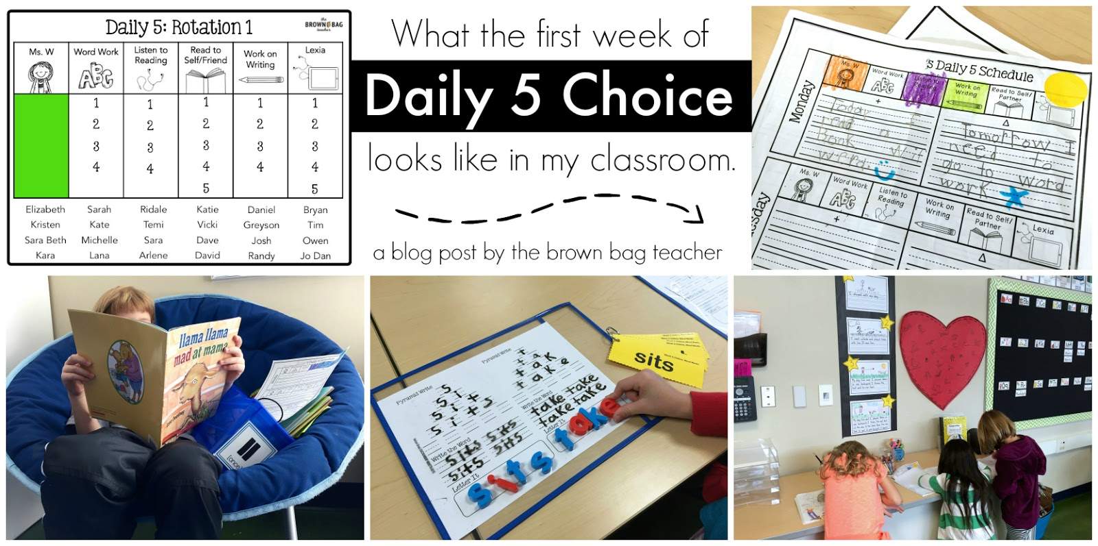 1st Week Of Daily 5 Choices The Brown Bag Teacher