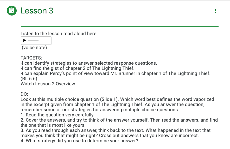 Google Classroom Voice Note