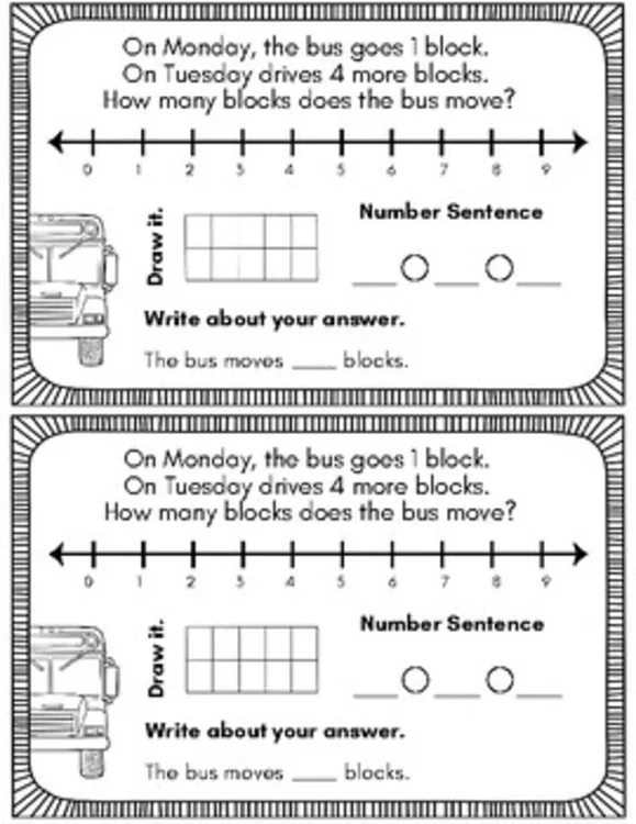 Back to School Addition Word Problem Mini-books: Joining within 5, 10, and 15