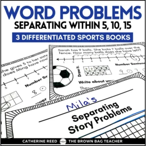 September Subtraction Word Problem Mini-books: Separating within 5, 10, and 15