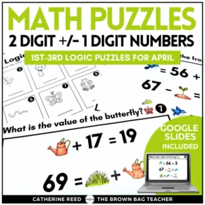 Spring Math Logic Puzzles: Adding & Subtracting within 100 for Enrichment
