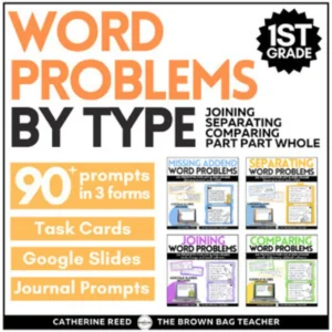1st Grade Word Problems within 20: Add, Subtract, Comparison, Missing Addend