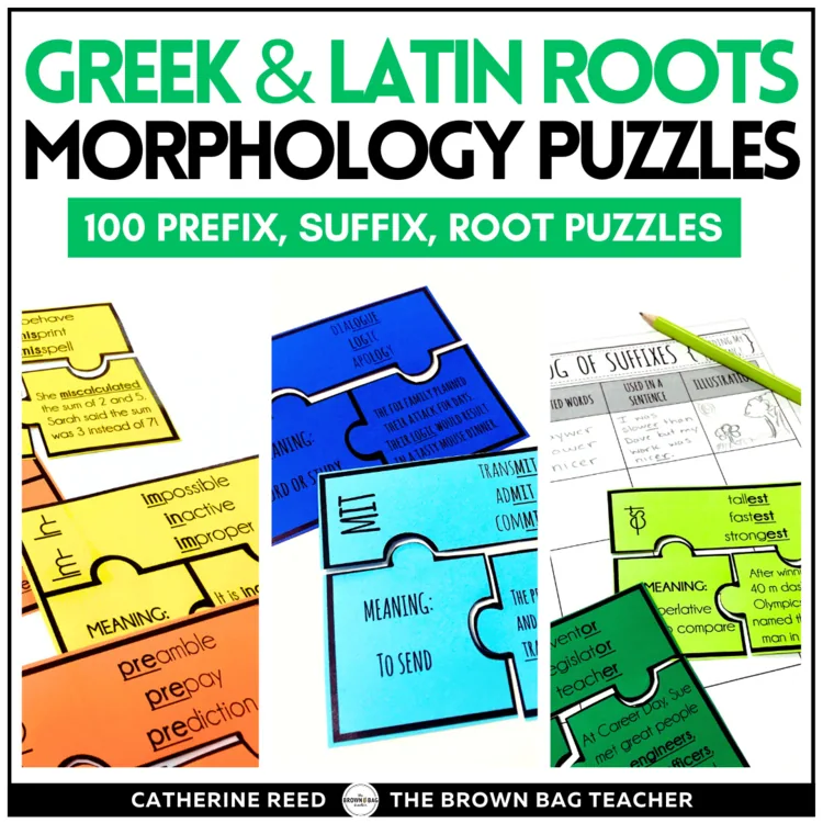 Root Words, Prefixes, and Suffixes Morphology Puzzles: 100 Vocabulary Activities