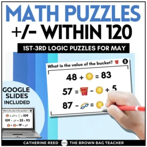 End of Year Review Math Logic Puzzles: Add & Subtract within 120 for Summer