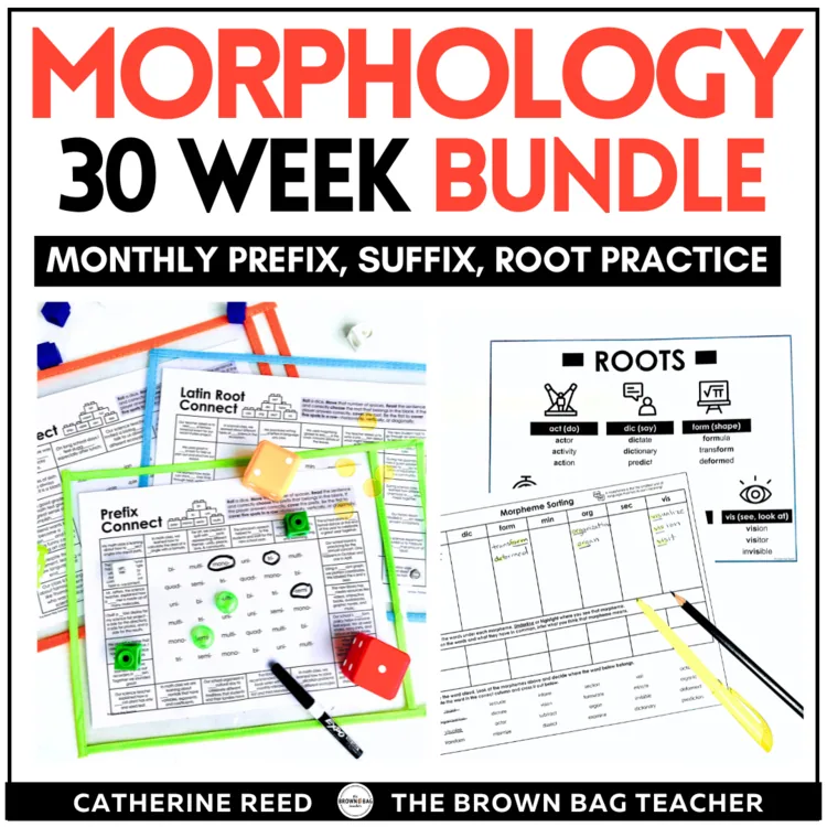Morphology Activities Bundle: Prefixes, Suffixes, Roots Games, Sorts and Posters