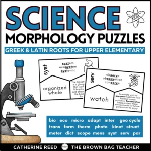 Greek & Latin Roots, Prefixes for Science Vocabulary Puzzles 4th 5th 6th Grades