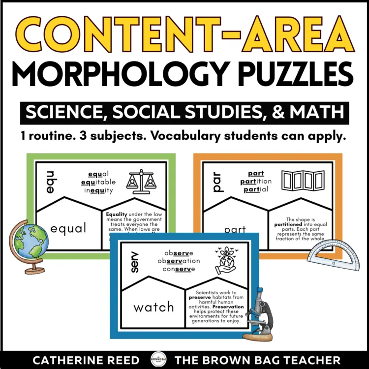 Greek & Latin Roots Morphology Puzzles for Science, Social Studies & Math (4–6)