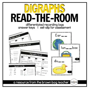 Digraphs (ch, sh, th, ph, ck): Differentiated Phonics Task Cards, 1st 2nd Grade