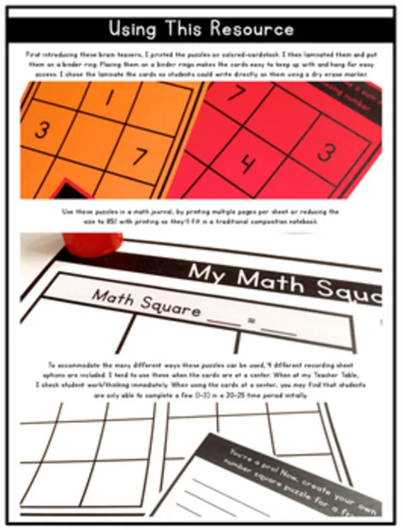 Add within 100 Math Logic Puzzles: Brain Teasers 1st & 2nd Grade Math Enrichment