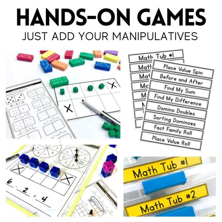 Kindergarten Addition Subtraction Math Centers: 20 Math Games for Number Sense