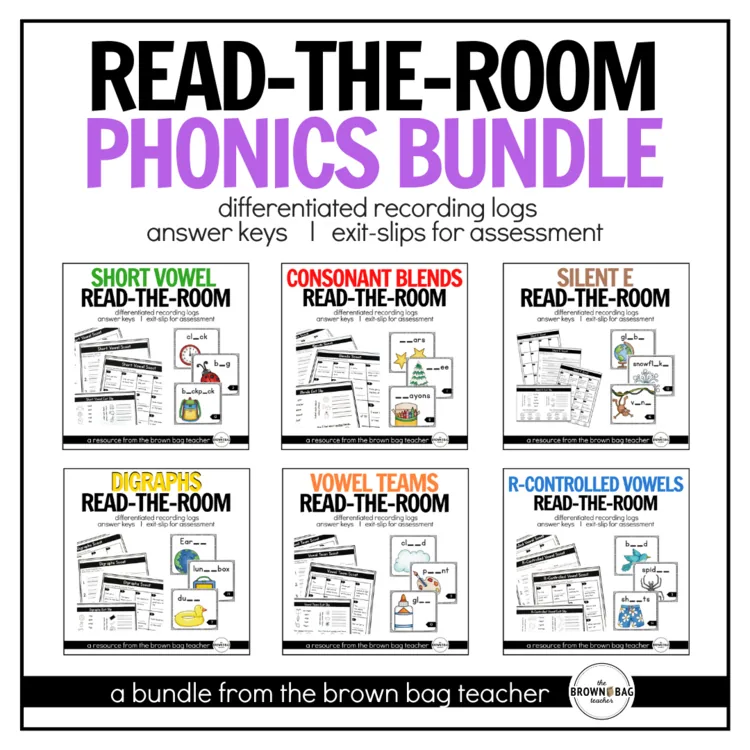 Write the Room Phonics Work: CVC, CVCe, Blends, Vowel Teams, R Controlled