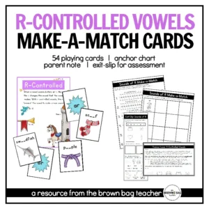 R-Controlled Vowel (ar, er/ir/ur, or) Phonics Game: Make-a-Match Card Game