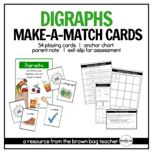 Digraphs (ch, sh, th, ph, ck) Phonics Game: Make-a-Match Cards for Centers