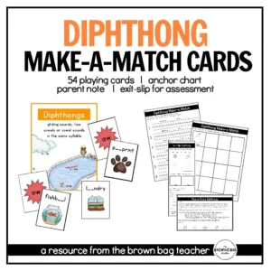 Diphthongs Phonics Game: Vowel Teams Practice with Make-a-Match Card Game