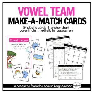 Vowel Teams (ee, ey, ea, igh, ie, ia, ue, oa, ai) Phonics Game: Make-a-Match