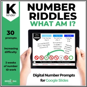 Mystery Number Task Cards for Number Talks: Kindergarten Digital Math Activities